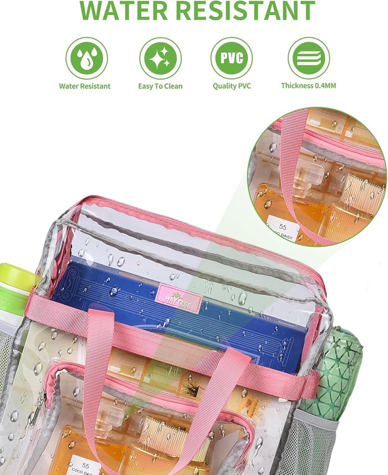 MAYTREE Clear Vinyl Tote Bag, Pink, 12 x 6 x 12 in - Image 4